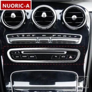 センターコンソール CD ボタンフレーム装飾カバーステッカートリムメルセデスベンツ C クラス W205 GLC X253 2015-2018 インテリアデカール