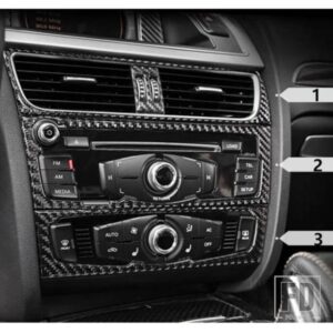 カーボンインテリアコントロール CD パネルカバートリムアウディ A4 B8 A5 2009-2015 空調アウトレットフレーム装飾トリム