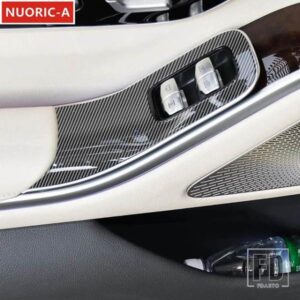 カーボンカラー窓ガラス昇降ボタンフレーム装飾カバートリムメルセデスベンツ S クラス W223 2021-2024 LHD