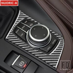 カーボンセンターコンソールマルチメディアノブフレーム装飾カバートリム BMW X1 X2 F48 2016-2022 カースタイリングインテリア