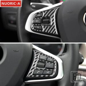 カーボンステアリングホイールボタンフレーム装飾カバートリム BMW X1 X2 F48 2016-2022 カースタイリングインテリアアクセサリー