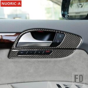 カーボンドアハンドルフレーム装飾カバートリムアウディ Q7 2007-2015 カースタイリングドアノブインテリアアクセサリー