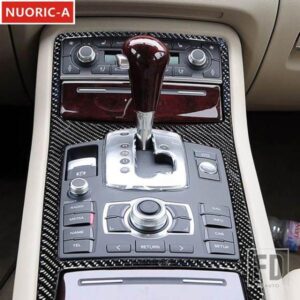 カーボンセンターコンソールギアシフトフレーム装飾カバートリムアウディ A8 2004-2012 カースタイリングインテリアアクセサリー