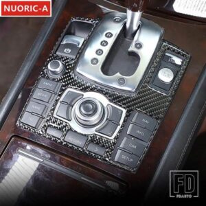 カーボン中央制御モードスイッチフレーム装飾カバートリムアウディ A8 2004-2012 カースタイリングインテリアアクセサリー