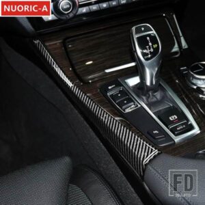 カーボンカラーセンターコンソールギアシフトサイドトリムストリップ BMW 5 シリーズ F10 2011-2017 カースタイリングインテリアアクセサリー