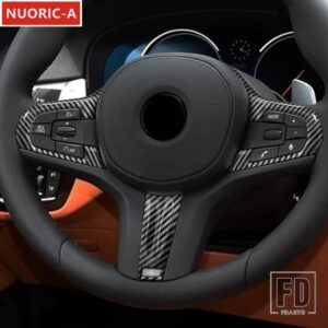 カーボンカラーステアリングホイールボタンフレーム装飾カバートリム BMW G30 G01 G02 G05 G06 スタイリングインテリアアクセサリー