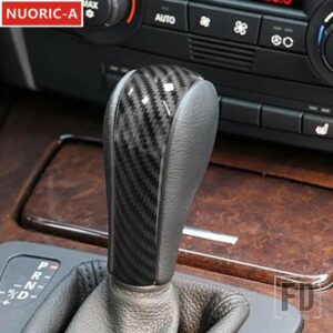 カーボンカラーセンターコンソールギアシフトヘッド装飾カバートリム BMW E90 E91 E60 E63 E85 E86 E83 E53 スタイリング