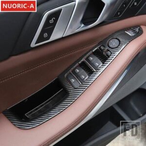 カーボンカラー窓ガラス昇降収納ボックスフレーム装飾カバートリム BMW X5 G05 2019-2023 LHD スタイリング