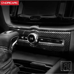 カーボンカラーセンターコンソール音量調整フレーム装飾カバートリムボルボ XC60 2018-2021 カースタイリングインテリア