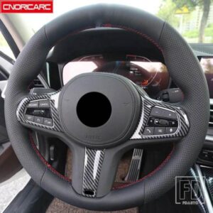 カーボンカラーステアリングホイールボタンフレーム装飾カバートリム BMW G01 G30 X3 5 シリーズ 2020 インテリアアクセサリー