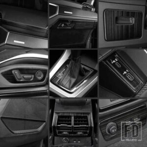 黒ステンレスセンターコンソールフレーム装飾カバートリムアウディ Q3 2019 カースタイリングインテリアアクセサリー