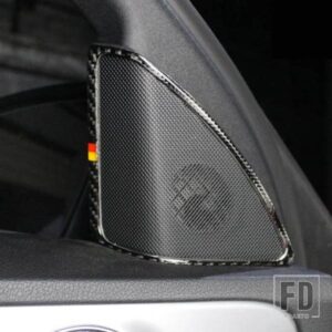 カーボンドア列オーディオスピーカーホーンフレーム装飾カバートリム 2 個メルセデスベンツ C クラス W205 2015-2018