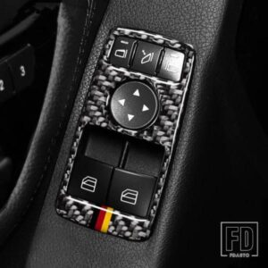 カーボン窓ガラス昇降ボタンフレーム装飾カバートリム 2 個メルセデスベンツ W204 W212 C E クラスクーペ