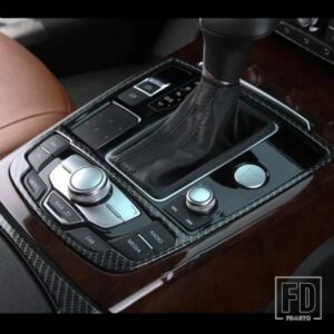 カーボンスタイルセンターコンソールギアシフトフレーム装飾カバートリムアウディ A6 C7 2012-18 ステンレスカーアクセサリー