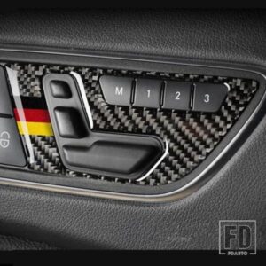 カーボンドアボタンシート調整パネルカバートリム 2 個メルセデスベンツ GLA X156 CLA C117 AB クラス 2011-2018