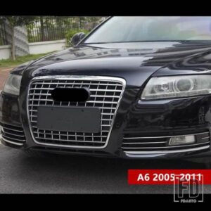 クローム ABS フロントグリルカバーバンパートリムストリップアウディ A6 C6 2005-2011 カースタイリングフォグランプ装飾デカール