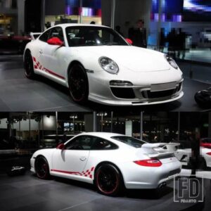 ポルシェ 911 997 レース旗グラフィックドアサイドスカートストライプ車体装飾ステッカーデカールスポーツスタイリング
