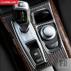センターコンソールギアシフトフレーム装飾カバートリム BMW X5 X6 E70 E71 2008-2014 カーボンカーインテリアアクセサリー