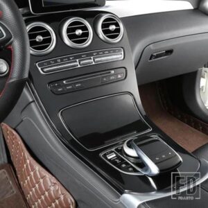 カースタイリングセンターコンソールパネル装飾カバー黒トリムメルセデスベンツ C クラス W205 GLC X253 2015-2018 インテリア