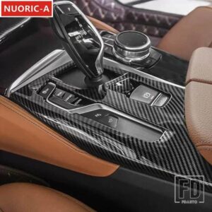 カーボンカラーセンターコンソールギアシフトフレーム装飾カバートリム BMW 5 シリーズ G30 G38 2018-2022 LHD カースタイリング