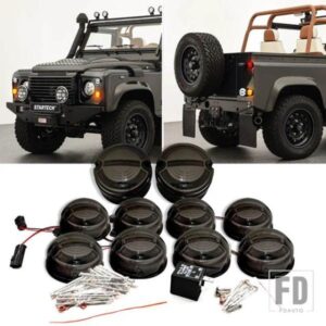 10 個スモークリアフォグランプライトフル LED ランプアップグレードキットランドローバーディフェンダー 1990-2016