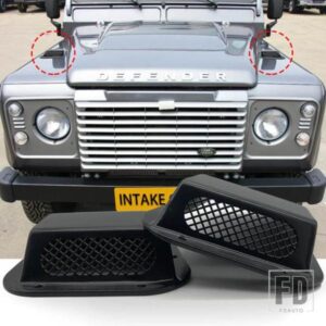 2 個車装飾フロントフードボンネットサイドトリムカバーエアフローインテークスクープベント積雪カバーランドローバーディフェンダー