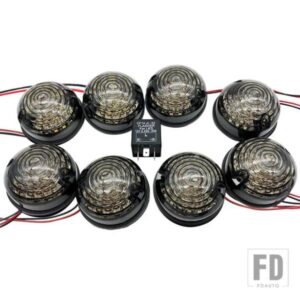 8 ピース/キットスモークレンズフル LED ランプアップグレードキットランドローバーディフェンダー 1990-2016 フロントリアリバースフォグサイドライト