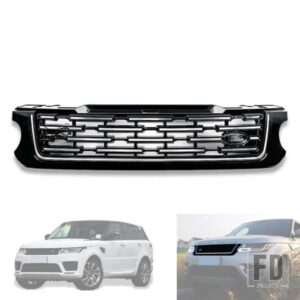 フロントグリルメッシュグリル LED ライト付き ランドローバーレンジローバースポーツ 2014-2017 に適合 2018-2022 バージョンにアップグレード