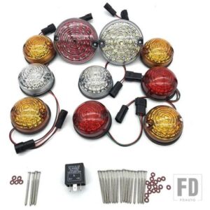 10 ピース/キットランドローバーディフェンスライトセット 90/110 83-90 LED アップグレードキットランプ交換フロントリアインジケーターテールストップ位置