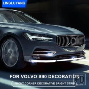 クローム装飾ボルボ S90 V90 V90CC 2016-20 フロントコーナーブライトストリップフロントバンパーストリップカーアクセサリー