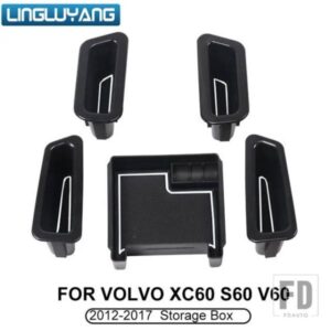 ボルボ S60 V60 XC60 用カースタイリング収納ボックスドアハンドルアームレストボックスベージュ/ブラックフロントドア + バックドア仕上げボックス