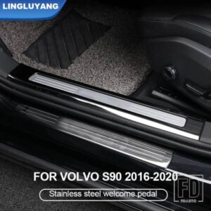 ボルボ S90 2016-24 2025 しきい値バーウェルカムペダルトリムストリップカーアクセサリーに
