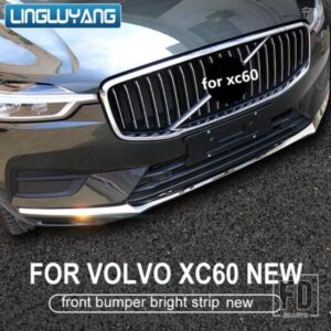 クローム装飾ボルボ XC60 2018-21 フロントバンパー高輝度ストリップネットフロントリップ防止装飾ステッカー