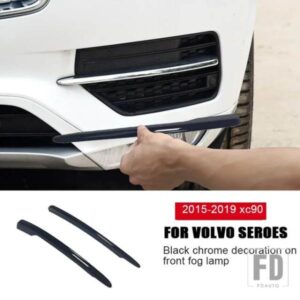 ボルボ XC90 フロントフォグライトストリップ黒装飾クロームステッカーカーアクセサリー 2015-2019