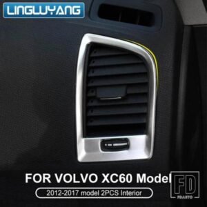 左ハンドルスタイリングステンレストリムアクセサリーインテリアアウトレット装飾リング 2 ピース/セットボルボ XC60 2010-2017