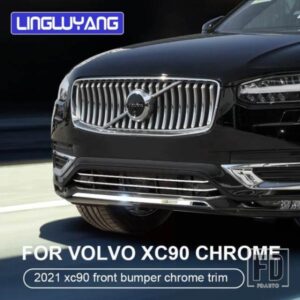 カーアクセサリーボルボ XC90 クローム装飾 2020-2024 2025 ミッドネットトリムフロントバンパーリップトリム XC90 装飾ステッカー