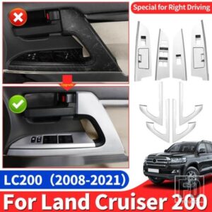 トヨタランドクルーザー 200 LC200 2008-2021 ドア内側ハンドルカバー窓リフトボタン内装アクセサリー