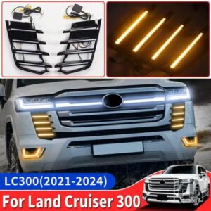 2021 2022 2024 トヨタランドクルーザー 300 バンパーフロントグリル LED ランプデイタイムランニングライト LC300 外装アップグレードアクセサリー