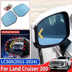 2021-2024 2023 トヨタランドクルーザー 300 サイドバックミラー LED 大型ビジョン加熱ブルーフィルター LC300 外装アクセサリー
