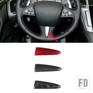 インフィニティ Q50 Q60 2014-16 カーボンステアリングホイールアクセサリー装飾インテリアトリムステッカー