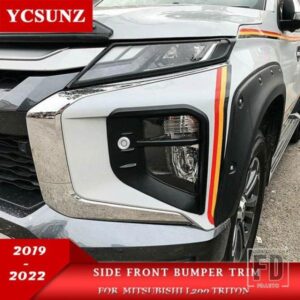 クロームサイドフロントバンパーアンダーアッパートリム三菱 L200 トライトン 2019-22 カーアクセサリーダブルキャビン
