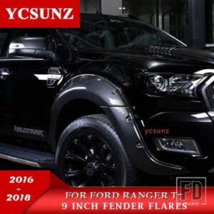 9 インチカーボンマッドガードホイールアーチフェンダーフレアフォードレンジャー WILDTRAK T7 2016 2017 2018 ダブルキャビン