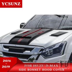 ABS 黒赤ボンネットフードスクープカバーいすゞ D-MAX DMAX 2016-19 ダブルキャビンカーアクセサリー YCSUNZ
