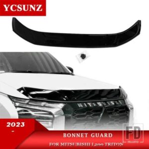 黒ボンネットフードバグガードシールド三菱トライトン L200 2023 2024 ダブルキャブカーアクセサリー