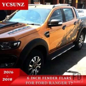 6 インチフェンダーフレアマッドガードフォードレンジャー T7 WILDTRAK 2016 2017 2018 ブラックダブルキャビンカーアクセサリー YCSUNZ