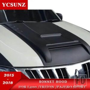 黒ボンネットスクープフードカバー三菱 L200 トライトン 2015-2019 三菱パジェロスポーツ 2016-19 アクセサリー