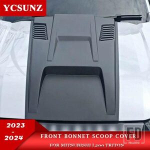 マットブラックフロントボンネットスクープカバー三菱 L200 トリトン 2023 2024 2025 ピックアップトラックアクセサリー