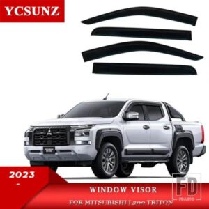 ドアバイザーウェザーシールド三菱トライトン L200 2023 2024 サイドウィンドウバイザーフロントガラスダブルキャブカーアクセサリー