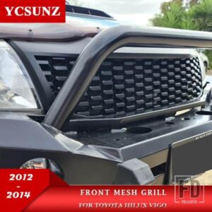 ABS ブラックフロントメッシュグリルトヨタハイラックス VIGO 2012 2013 2014 ダブルキャブカースタイリング YCSUNZ