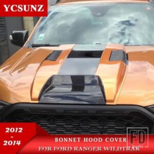 ABS オレンジ黒ボンネットスクープフードフォードレンジャー WILDTRAK T6 2012 2013 2014 ピックアップトラックカーアクセサリー
